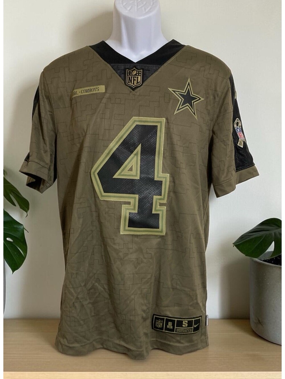 Menβs Nike Salute To Service Dallas Cowboys Dak Prescott #4 Jersey Stitched Sz S